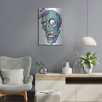 Luxe Metal Art 'Zombie Pattern Head 01' by Flyland Designs, Metal Wall Art,16x24