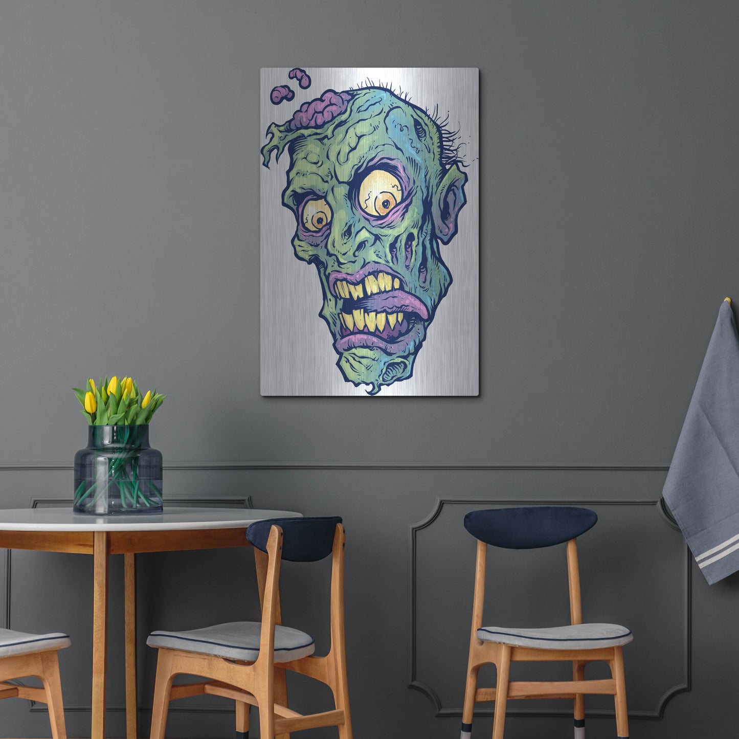 Luxe Metal Art 'Zombie Pattern Head 01' by Flyland Designs, Metal Wall Art,24x36