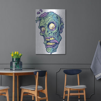 Luxe Metal Art 'Zombie Pattern Head 01' by Flyland Designs, Metal Wall Art,24x36