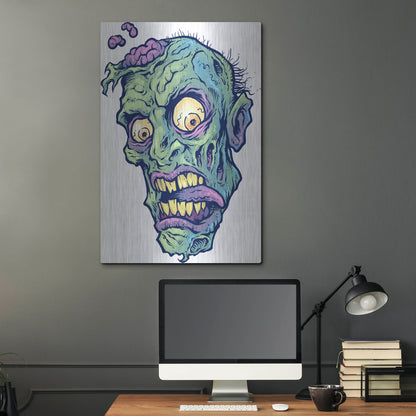 Luxe Metal Art 'Zombie Pattern Head 01' by Flyland Designs, Metal Wall Art,24x36
