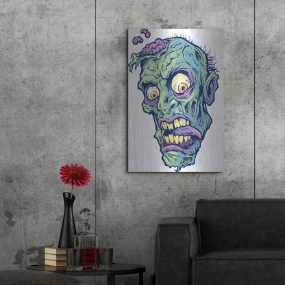 Luxe Metal Art 'Zombie Pattern Head 01' by Flyland Designs, Metal Wall Art,24x36