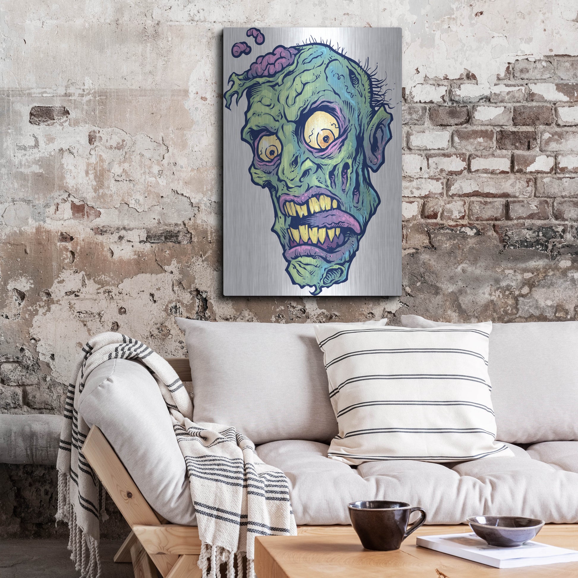 Luxe Metal Art 'Zombie Pattern Head 01' by Flyland Designs, Metal Wall Art,24x36