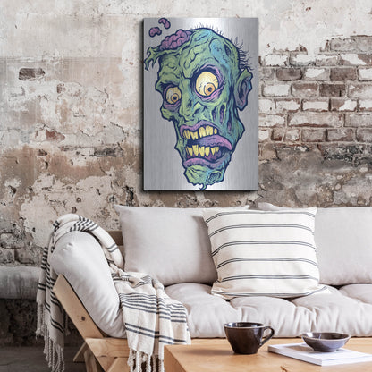 Luxe Metal Art 'Zombie Pattern Head 01' by Flyland Designs, Metal Wall Art,24x36