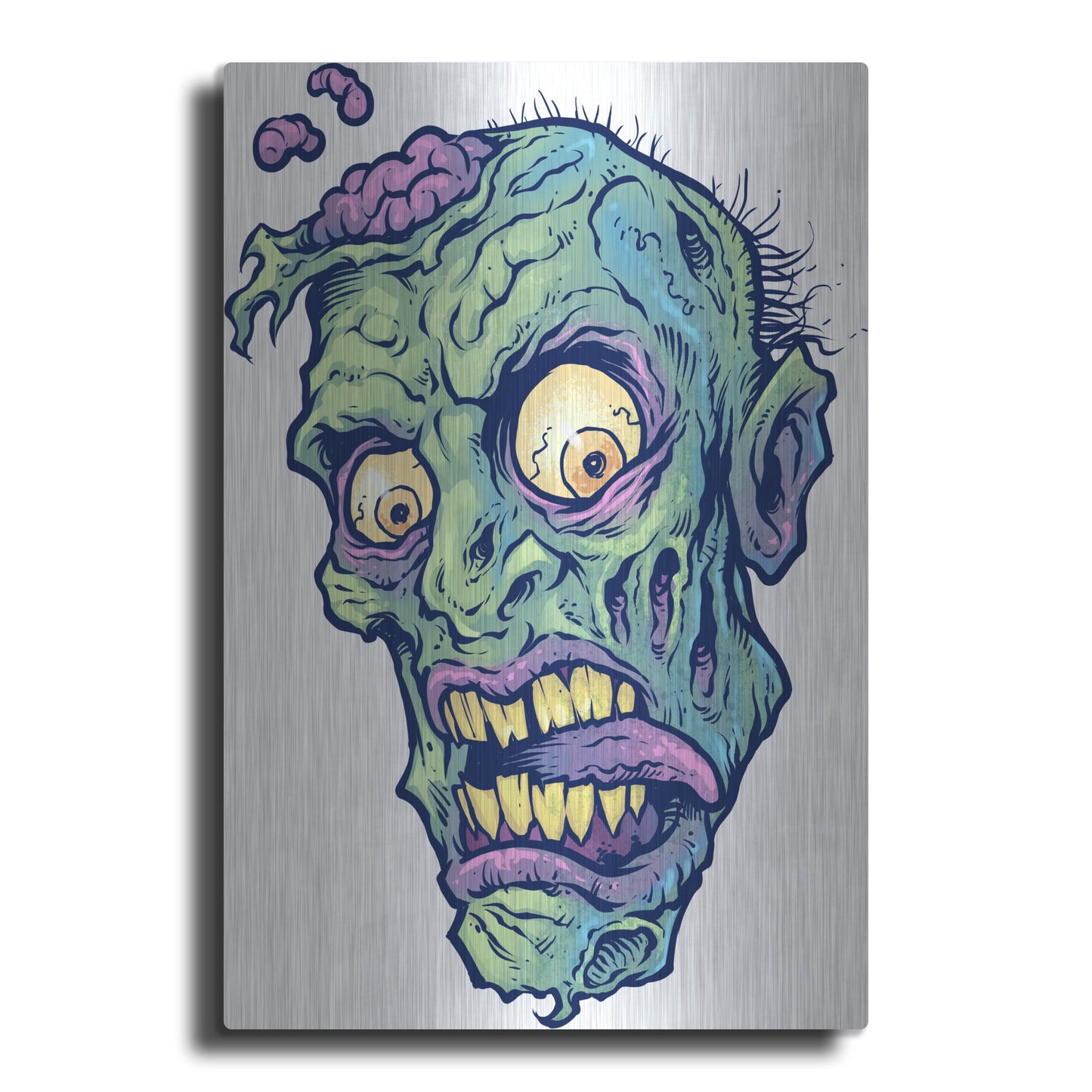 Luxe Metal Art 'Zombie Pattern Head 01' by Flyland Designs, Metal Wall Art