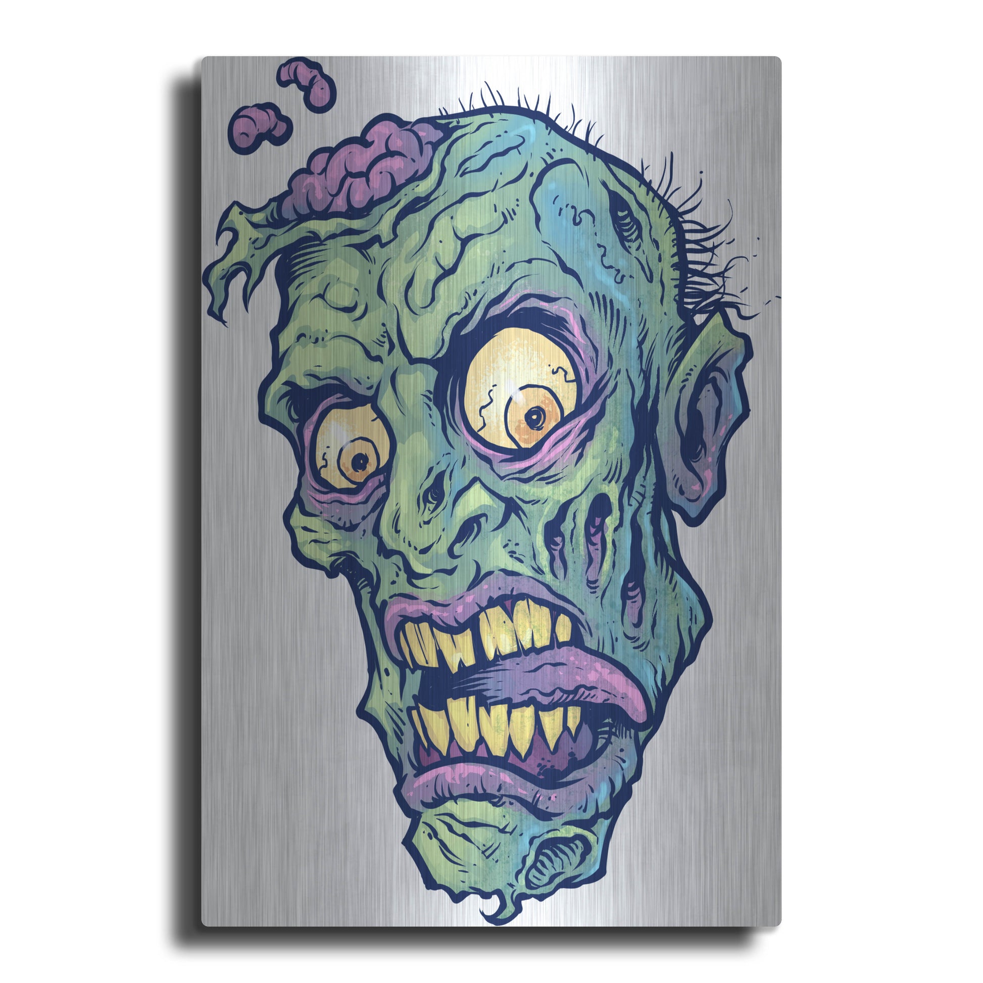 Luxe Metal Art 'Zombie Pattern Head 01' by Flyland Designs, Metal Wall Art