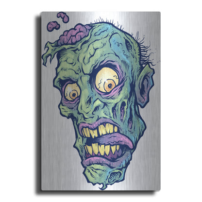 Luxe Metal Art 'Zombie Pattern Head 01' by Flyland Designs, Metal Wall Art