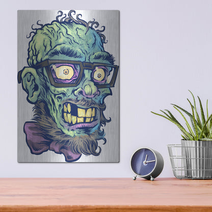Luxe Metal Art 'Zombie Pattern Head 02' by Flyland Designs, Metal Wall Art,12x16