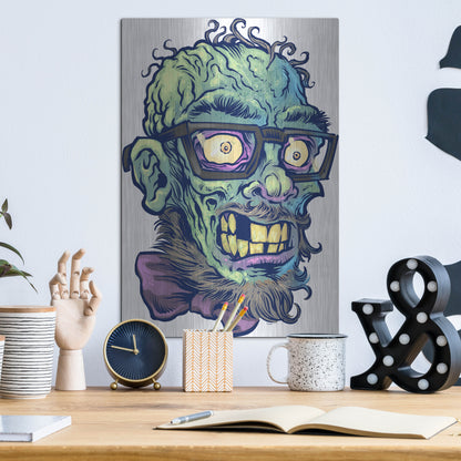 Luxe Metal Art 'Zombie Pattern Head 02' by Flyland Designs, Metal Wall Art,12x16