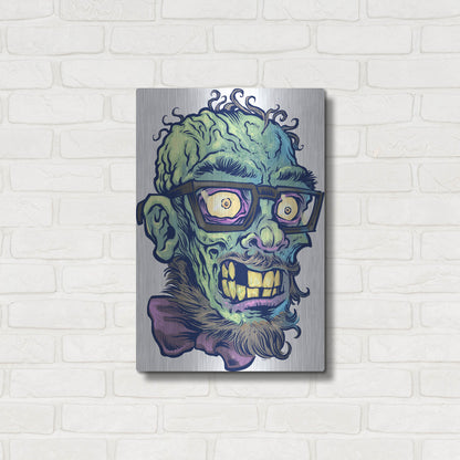 Luxe Metal Art 'Zombie Pattern Head 02' by Flyland Designs, Metal Wall Art,16x24