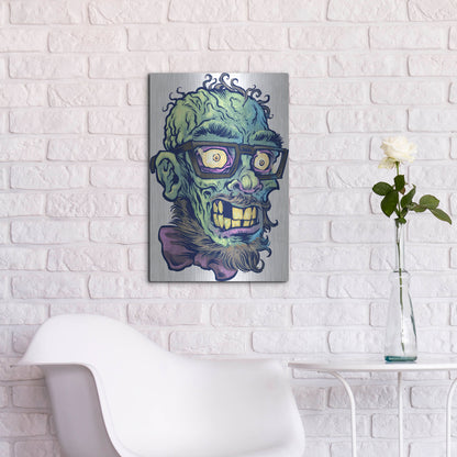 Luxe Metal Art 'Zombie Pattern Head 02' by Flyland Designs, Metal Wall Art,16x24