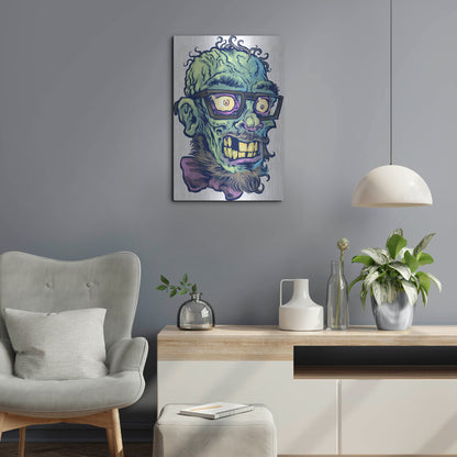 Luxe Metal Art 'Zombie Pattern Head 02' by Flyland Designs, Metal Wall Art,16x24