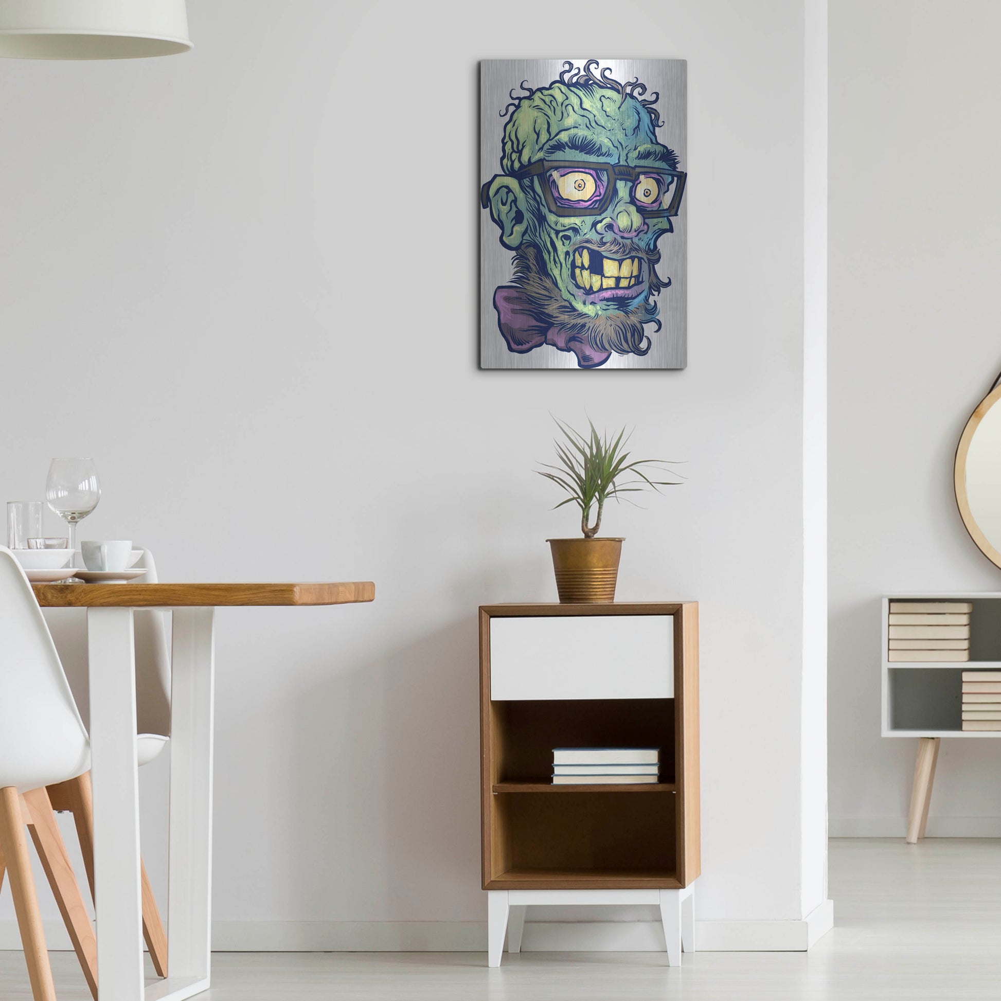 Luxe Metal Art 'Zombie Pattern Head 02' by Flyland Designs, Metal Wall Art,16x24