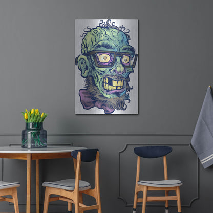 Luxe Metal Art 'Zombie Pattern Head 02' by Flyland Designs, Metal Wall Art,24x36