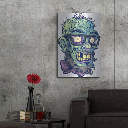 Luxe Metal Art 'Zombie Pattern Head 02' by Flyland Designs, Metal Wall Art,24x36