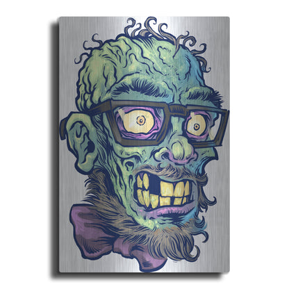 Luxe Metal Art 'Zombie Pattern Head 02' by Flyland Designs, Metal Wall Art