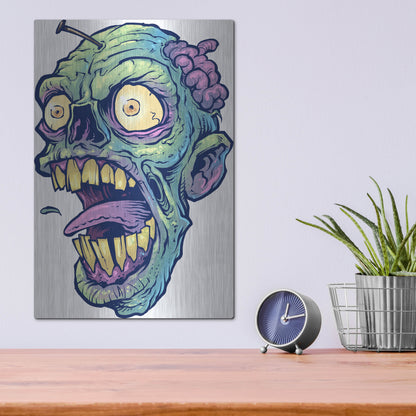 Luxe Metal Art 'Zombie Pattern Head 03' by Flyland Designs, Metal Wall Art,12x16