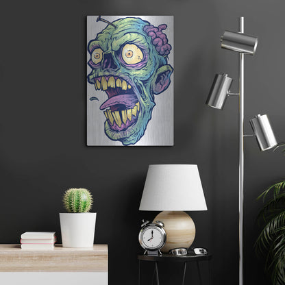 Luxe Metal Art 'Zombie Pattern Head 03' by Flyland Designs, Metal Wall Art,16x24