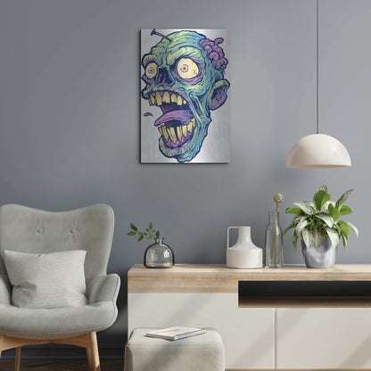 Luxe Metal Art 'Zombie Pattern Head 03' by Flyland Designs, Metal Wall Art,16x24