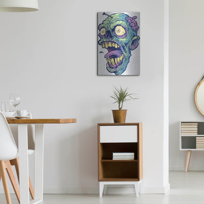Luxe Metal Art 'Zombie Pattern Head 03' by Flyland Designs, Metal Wall Art,16x24