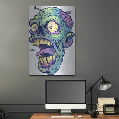 Luxe Metal Art 'Zombie Pattern Head 03' by Flyland Designs, Metal Wall Art,24x36