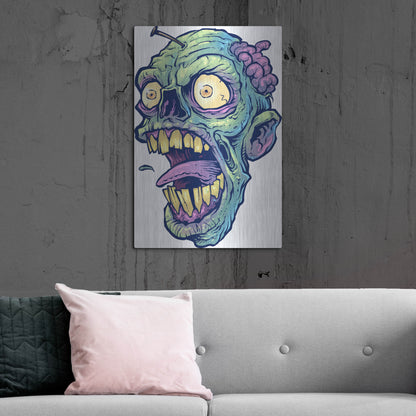 Luxe Metal Art 'Zombie Pattern Head 03' by Flyland Designs, Metal Wall Art,24x36