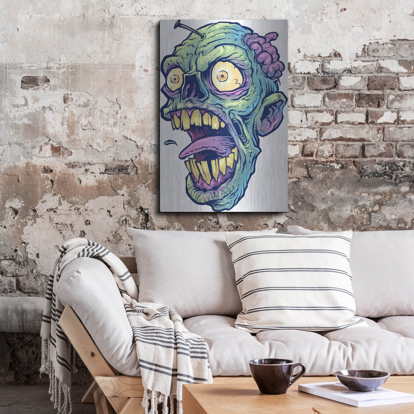 Luxe Metal Art 'Zombie Pattern Head 03' by Flyland Designs, Metal Wall Art,24x36