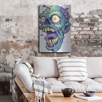 Luxe Metal Art 'Zombie Pattern Head 03' by Flyland Designs, Metal Wall Art,24x36