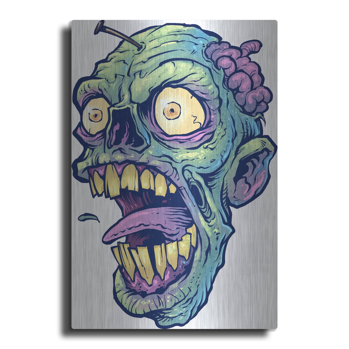 Luxe Metal Art 'Zombie Pattern Head 03' by Flyland Designs, Metal Wall Art