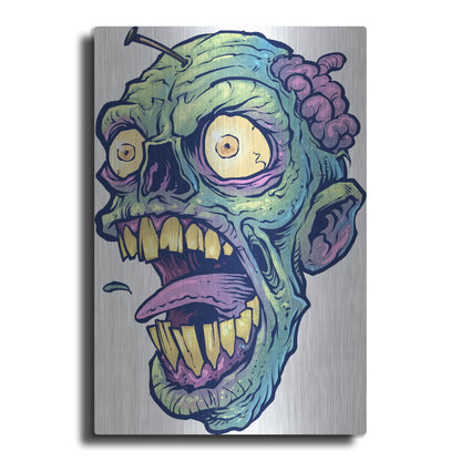 Luxe Metal Art 'Zombie Pattern Head 03' by Flyland Designs, Metal Wall Art