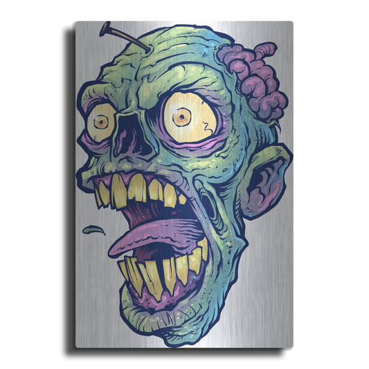 Luxe Metal Art 'Zombie Pattern Head 03' by Flyland Designs, Metal Wall Art