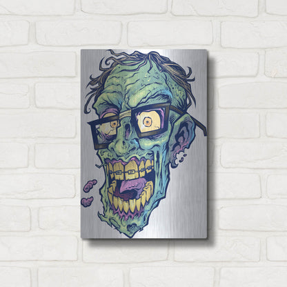 Luxe Metal Art 'Zombie Pattern Head 04' by Flyland Designs, Metal Wall Art,12x16