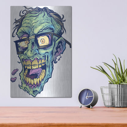 Luxe Metal Art 'Zombie Pattern Head 04' by Flyland Designs, Metal Wall Art,12x16