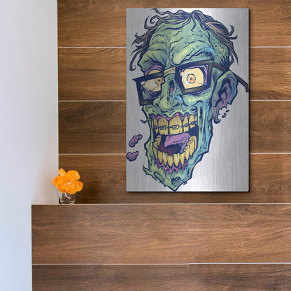 Luxe Metal Art 'Zombie Pattern Head 04' by Flyland Designs, Metal Wall Art,12x16