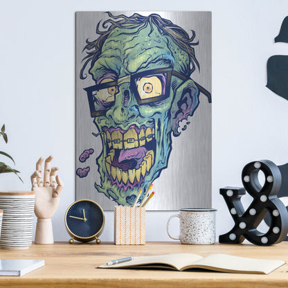 Luxe Metal Art 'Zombie Pattern Head 04' by Flyland Designs, Metal Wall Art,12x16