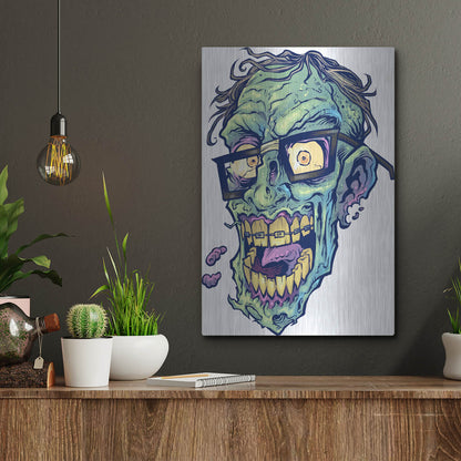 Luxe Metal Art 'Zombie Pattern Head 04' by Flyland Designs, Metal Wall Art,12x16