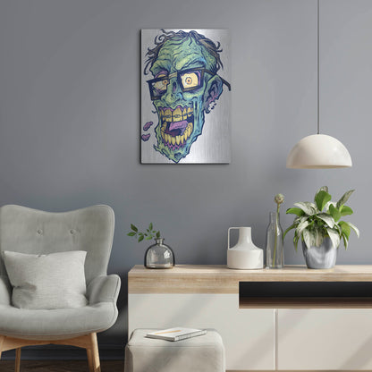 Luxe Metal Art 'Zombie Pattern Head 04' by Flyland Designs, Metal Wall Art,16x24