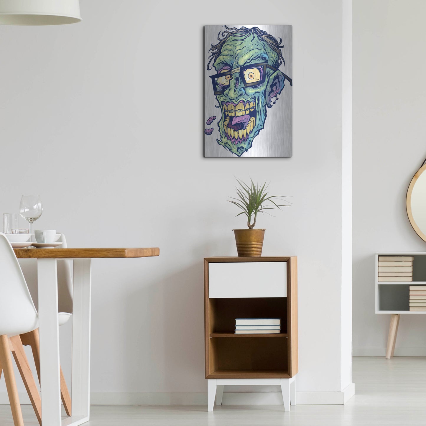 Luxe Metal Art 'Zombie Pattern Head 04' by Flyland Designs, Metal Wall Art,16x24