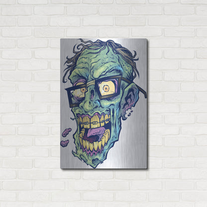 Luxe Metal Art 'Zombie Pattern Head 04' by Flyland Designs, Metal Wall Art,24x36
