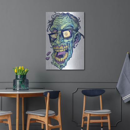 Luxe Metal Art 'Zombie Pattern Head 04' by Flyland Designs, Metal Wall Art,24x36