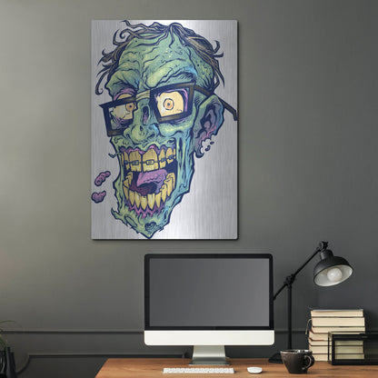 Luxe Metal Art 'Zombie Pattern Head 04' by Flyland Designs, Metal Wall Art,24x36