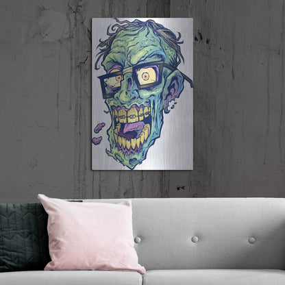 Luxe Metal Art 'Zombie Pattern Head 04' by Flyland Designs, Metal Wall Art,24x36