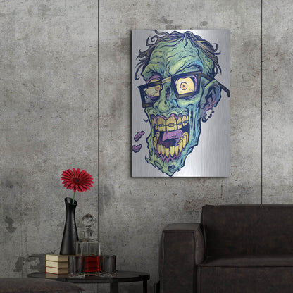 Luxe Metal Art 'Zombie Pattern Head 04' by Flyland Designs, Metal Wall Art,24x36