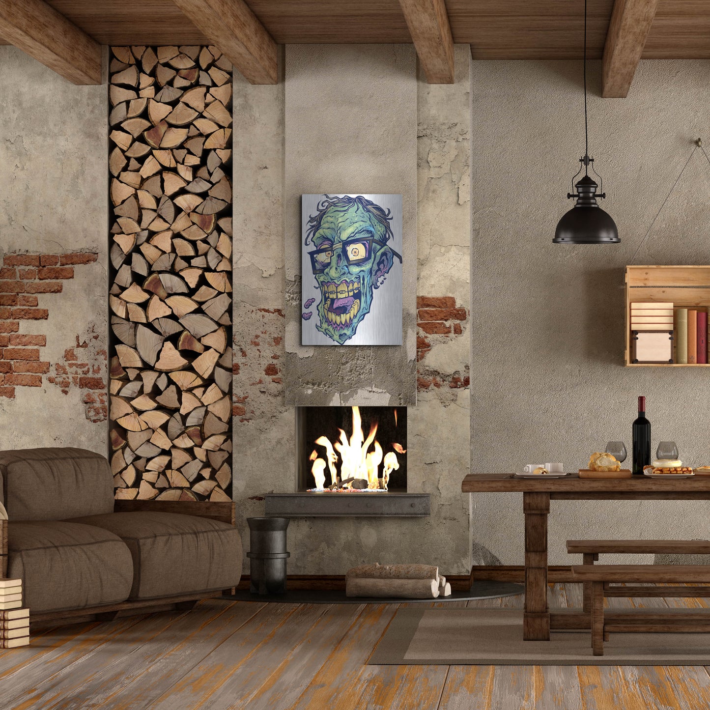 Luxe Metal Art 'Zombie Pattern Head 04' by Flyland Designs, Metal Wall Art,24x36