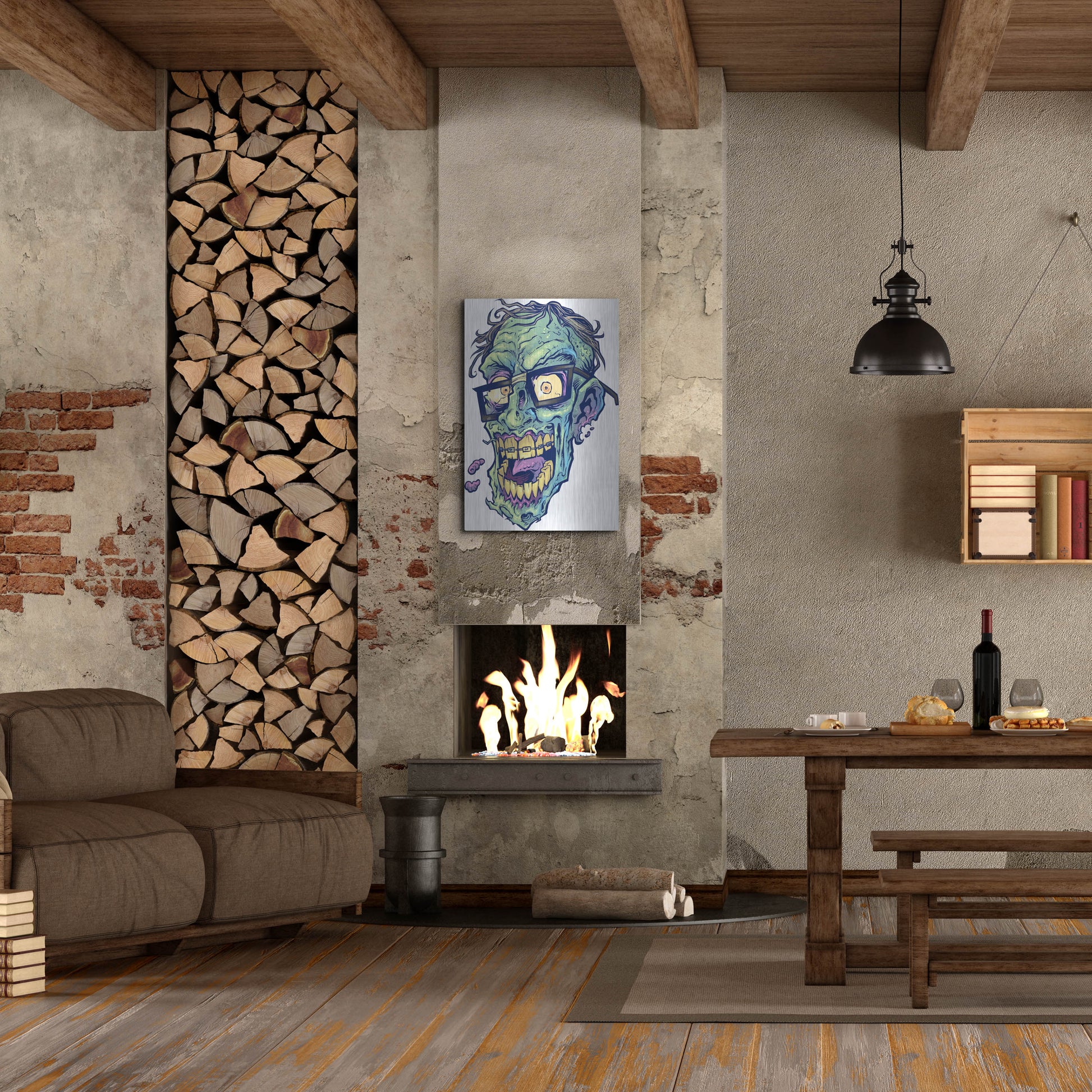 Luxe Metal Art 'Zombie Pattern Head 04' by Flyland Designs, Metal Wall Art,24x36