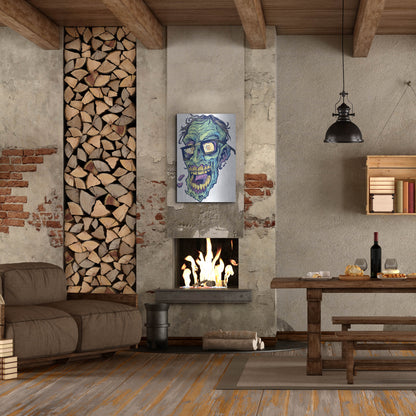 Luxe Metal Art 'Zombie Pattern Head 04' by Flyland Designs, Metal Wall Art,24x36