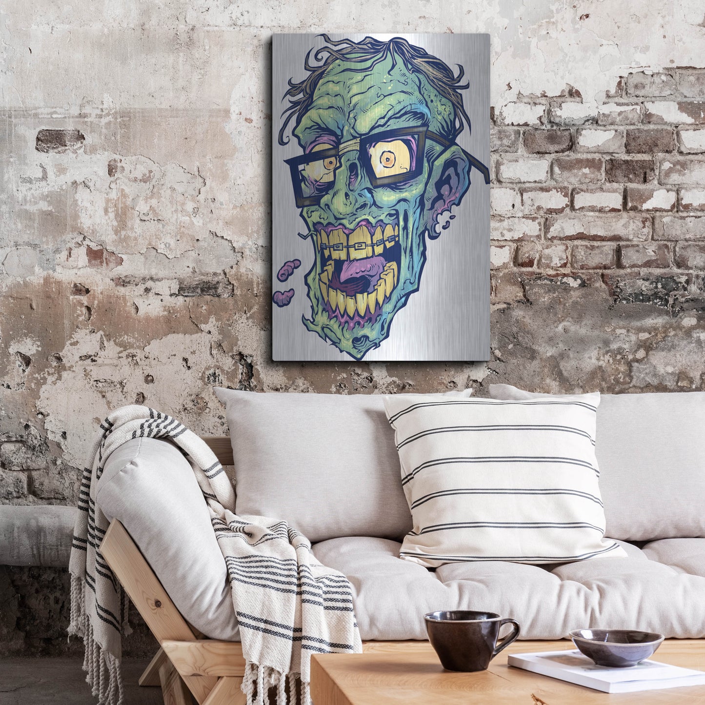 Luxe Metal Art 'Zombie Pattern Head 04' by Flyland Designs, Metal Wall Art,24x36