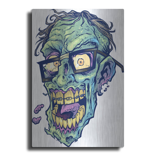 Luxe Metal Art 'Zombie Pattern Head 04' by Flyland Designs, Metal Wall Art