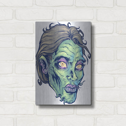 Luxe Metal Art 'Zombie Pattern Head 05' by Flyland Designs, Metal Wall Art,12x16