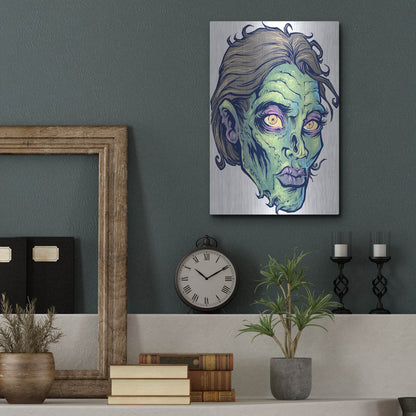 Luxe Metal Art 'Zombie Pattern Head 05' by Flyland Designs, Metal Wall Art,12x16