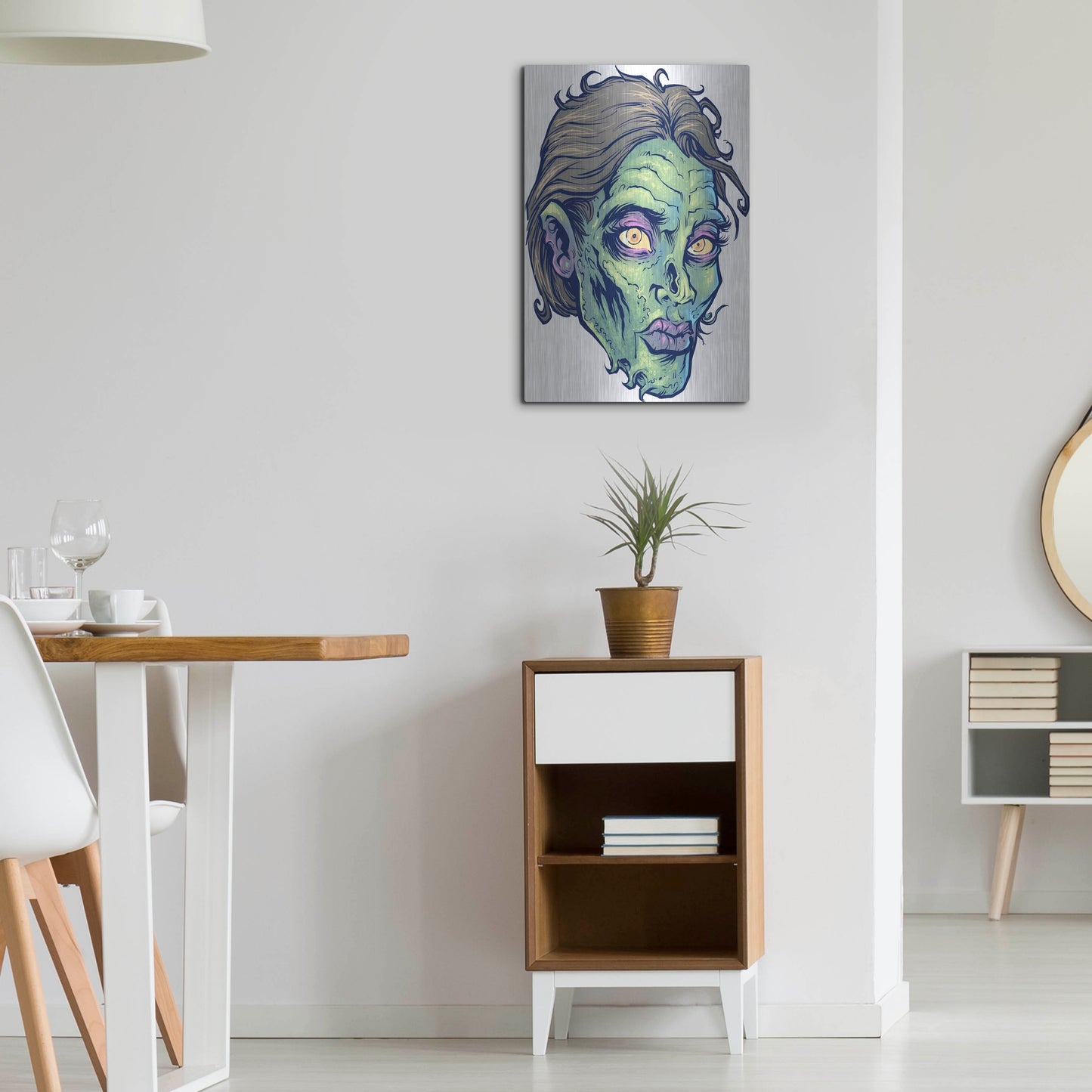 Luxe Metal Art 'Zombie Pattern Head 05' by Flyland Designs, Metal Wall Art,16x24